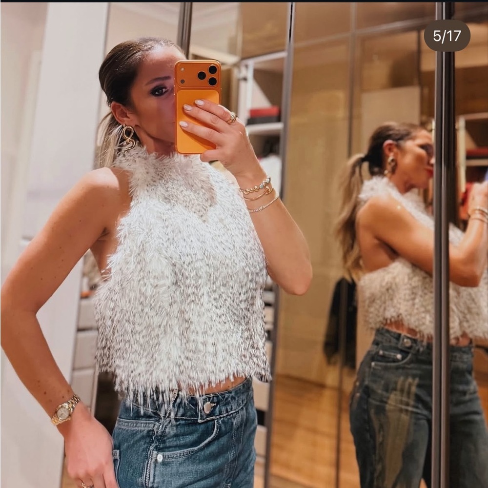 Zara faux fur halter top